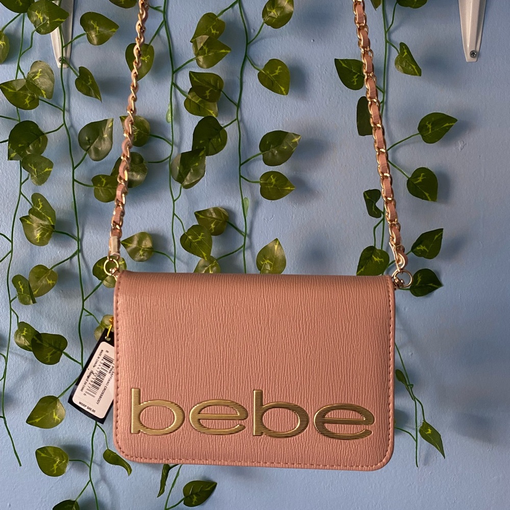 bebe Light Pink Fabiola Saffiano Crossbody Bag